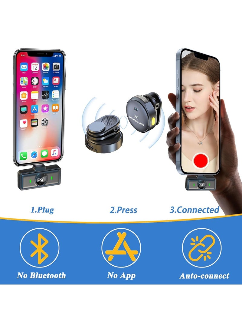 MOXOM - wireless microphone Noise Cancellation Lavalier Microphone Mini Mic 20M Transmission microphone for Vlogging TikTok YouTube Content Creators Live Streaming Interview Recording iPhone Android Smartphones - Image 1