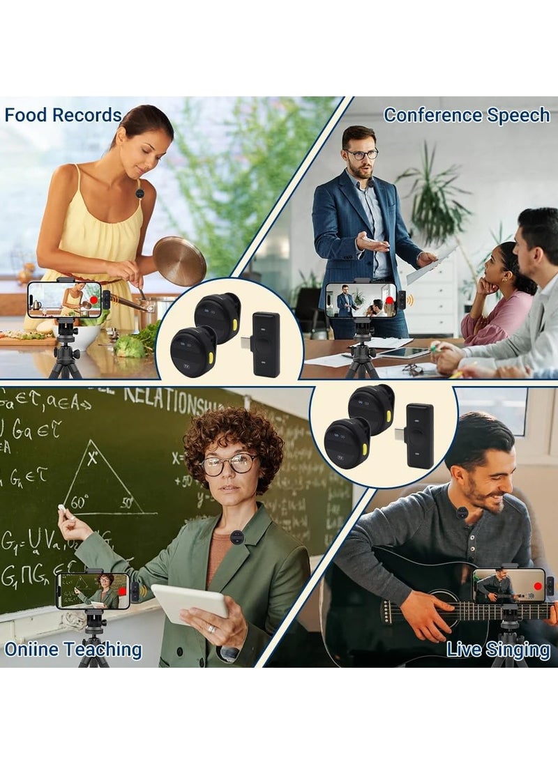 MOXOM - wireless microphone Noise Cancellation Lavalier Microphone Mini Mic 20M Transmission microphone for Vlogging TikTok YouTube Content Creators Live Streaming Interview Recording iPhone Android Smartphones - Image 1