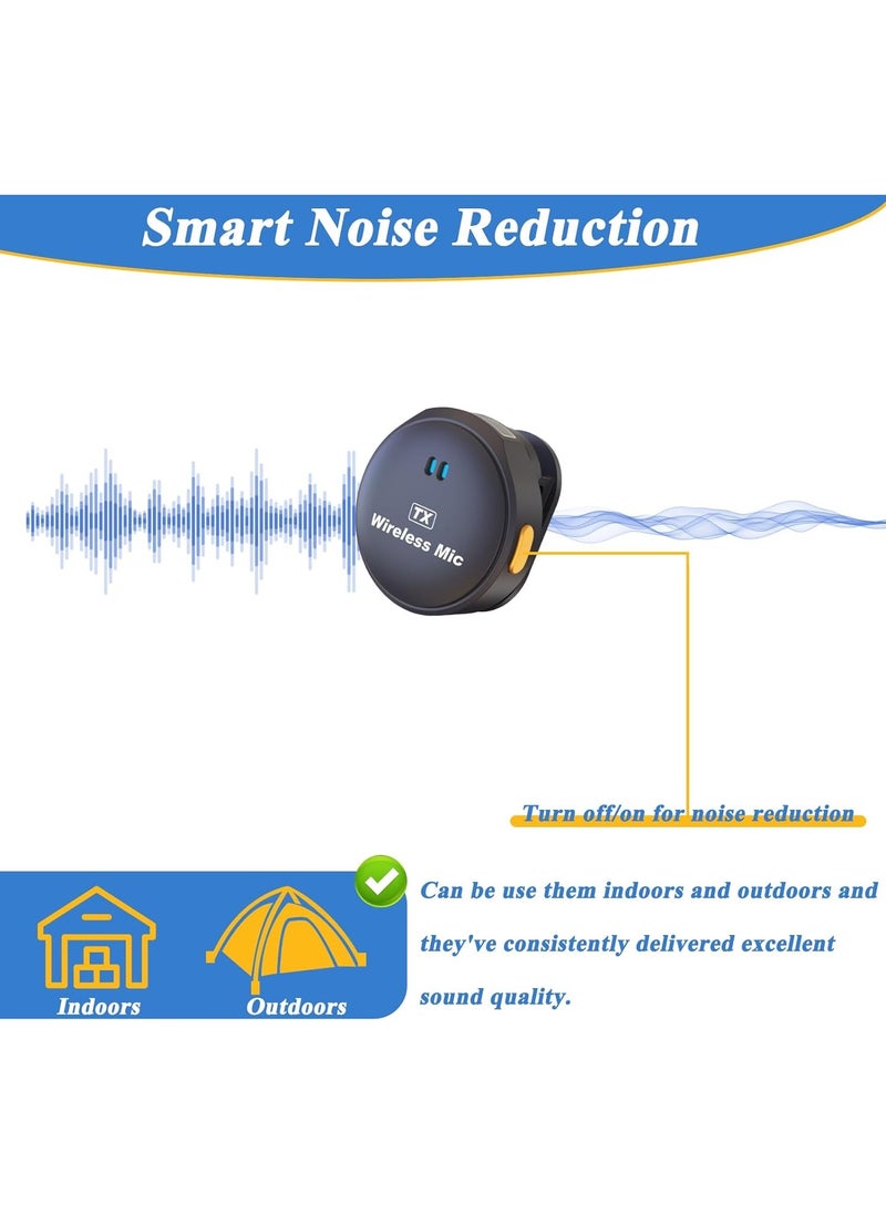 MOXOM - wireless microphone Noise Cancellation Lavalier Microphone Mini Mic 20M Transmission microphone for Vlogging TikTok YouTube Content Creators Live Streaming Interview Recording iPhone Android Smartphones - Image 1