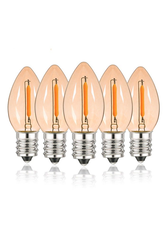 E14 LED Candle Bulbs 0.5W Vintage Amber Glass Filament Chandelier Bulbs Small Edison Screw Night Light 2200K Warm White Non Dimmable Pack of 5 - Image 1