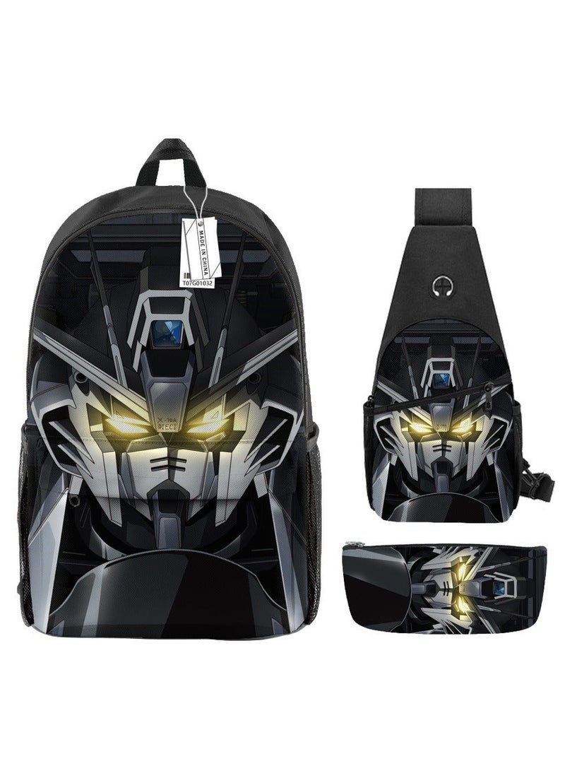 Anime cartoon backpack three-piece set