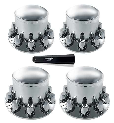 TORQUE 4 Pack of Rear Axle Wheel Cover 33mm Screw-on Lug Nut Cover for Semi Truck (Chrome Plated ABS Plastic) (Universal Fit) (TR584-TWC) - Image 1