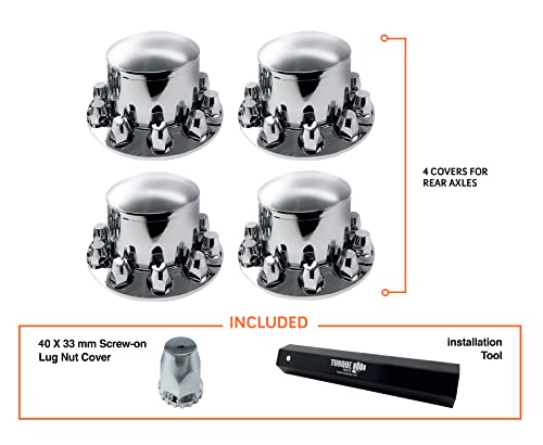 TORQUE 4 Pack of Rear Axle Wheel Cover 33mm Screw-on Lug Nut Cover for Semi Truck (Chrome Plated ABS Plastic) (Universal Fit) (TR584-TWC) - Image 2