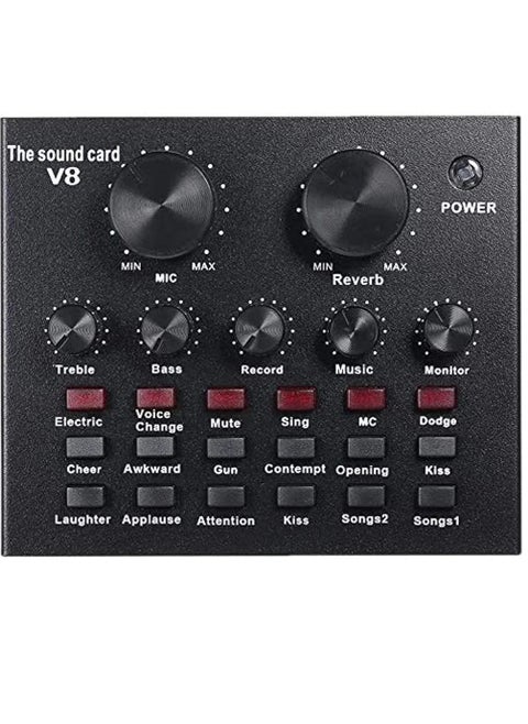 V8 Live Sound Card Audio Mixer USB External Sound Card Headset Microphone Live Sound Card For Double Cell Phone Live Computer PC Live Recording