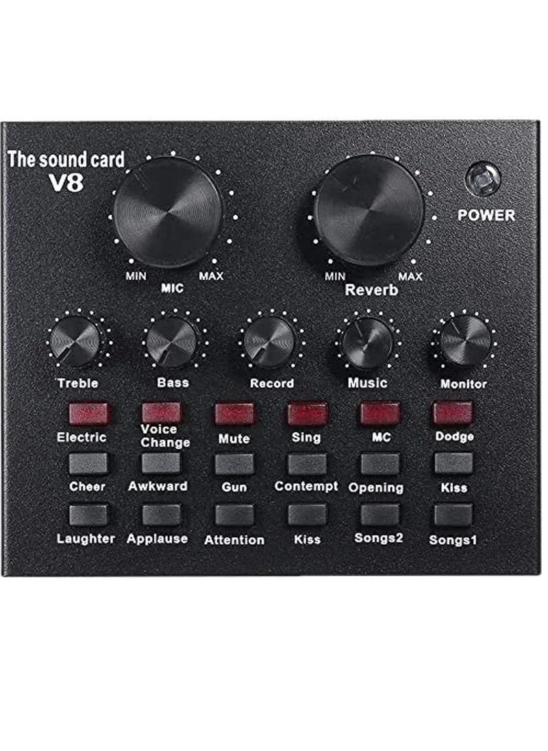 Generic V8 Live Sound Card Audio Mixer USB External Sound Card Headset Microphone Live Sound Card For Double Cell Phone Live Computer PC Live Recording  - Image 1