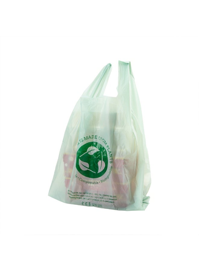 Restaurantware 1/6 Size Grocery Bags, 500 Durable Plastic Bags - T Shirt Handles, Premium Green Plastic Plastic Shopping Bags, BPI-Certified, For Retail And Groceries - Image 2