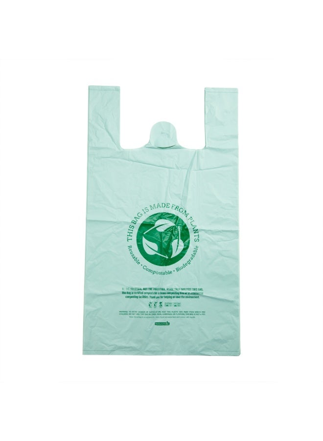 Restaurantware 1/6 Size Grocery Bags, 500 Durable Plastic Bags - T Shirt Handles, Premium Green Plastic Plastic Shopping Bags, BPI-Certified, For Retail And Groceries - Image 1