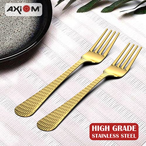 AXIOM Golden Fork Stainless Steel Cutlery Set. 12 Pieces Premium Silverware Forks with Champagne Gold Colour Plating - Image 5