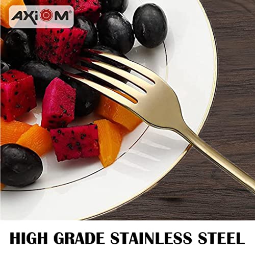 AXIOM Golden Fork Stainless Steel Cutlery Set. 12 Pieces Premium Silverware Forks with Champagne Gold Colour Plating - Image 2