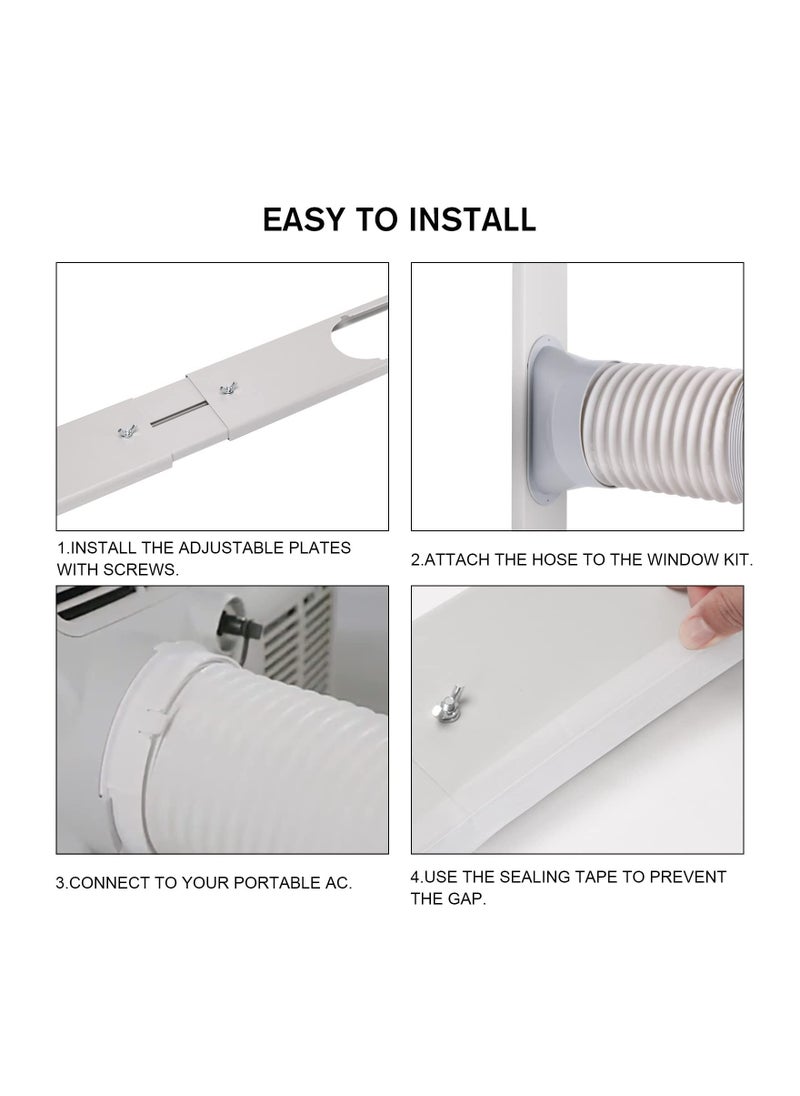 SYOSI - Portable Air Conditioner Windows Vent Kit, Adjustable Window Seal with 5.9 Inch Diameter, 59 Inch Length Exhaust Hose for A/C Unit Universal for Sliding Horizontal or Vertical Windows - Image 1
