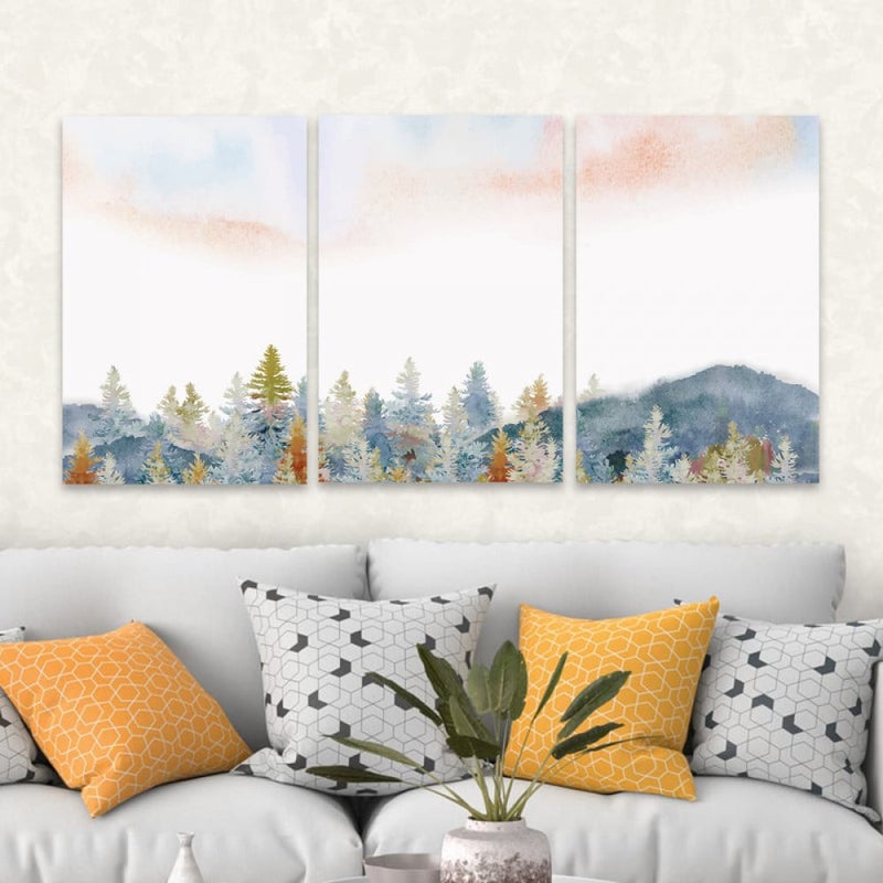 ماركتنا ثلاث لوحات قماشية فخمة بتصميم مودرن مع برواز مجوف مقاس (90×40) ثلاث قطع - Image 1