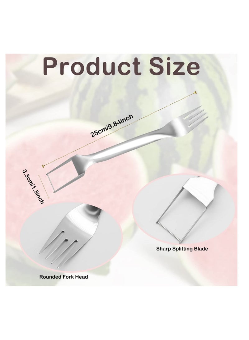 SYOSI, 2Pcs Watermelon Cutter Slicer Fork, Stainless Steel Fork and Slicer 2-in-1, Portable Watermelon Cutting Tool, Fruit Forks Slicer for Home Party Camping, Kitchen Gadget