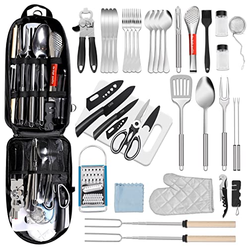 PRETTYFINE 35 Pcs Camping Kitchen Utensil Set Outdoor Kitchen Gear, Outdoor Cooking and Grilling Utensil Travel Set Perfect for Camping Accessories Cooking, RV Camp. Camping, BBQs, Parties and More - Image 1
