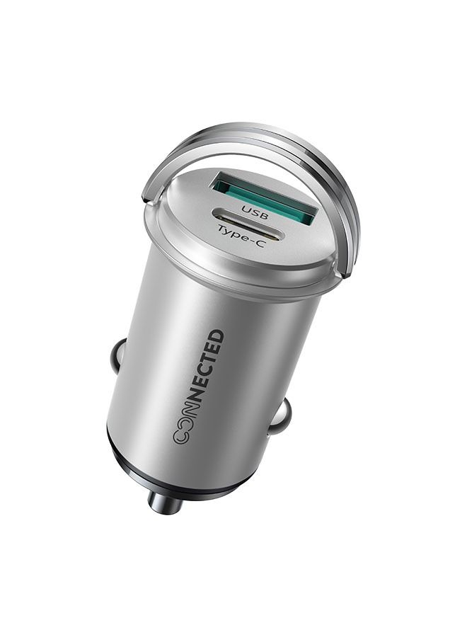 Connected Car Charger IRON45 45W USB-A 3.0 QC USB-C 35W Zink Alloy Material Slim and Compact - Image 1