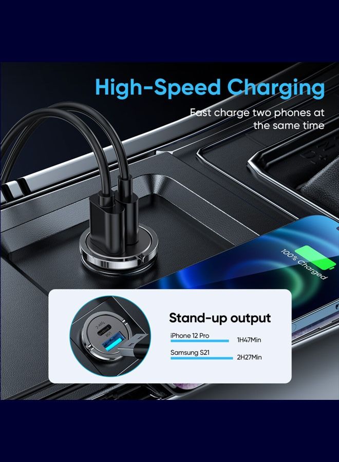 Connected Car Charger IRON45 45W USB-A 3.0 QC USB-C 35W Zink Alloy Material Slim and Compact - Image 5
