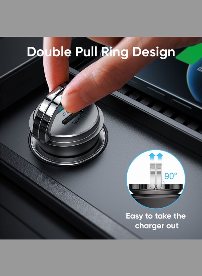 Connected Car Charger IRON45 45W USB-A 3.0 QC USB-C 35W Zink Alloy Material Slim and Compact - Image 2