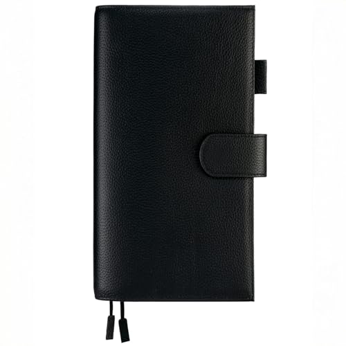 Ox Knight Genuine Leather Cover for Hobonichi Weeks/Weeks Mega with Pen Loop, Card Slots, Back Pocket, and Bookmarks (Black) - Image 1