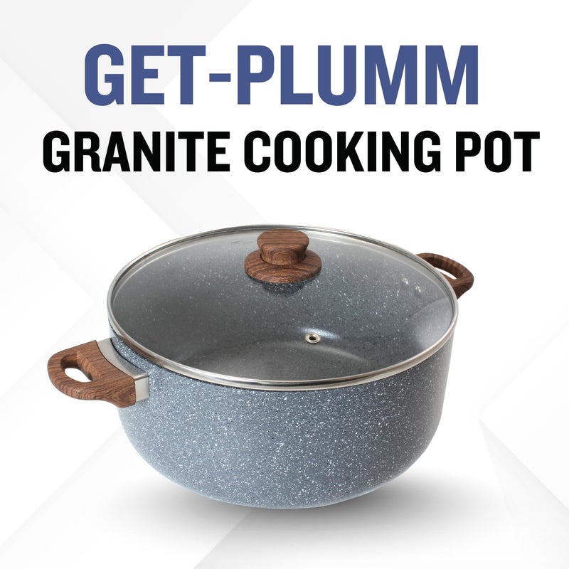 PLUMM Get Non Stick Cookware Set Ceramic Cooking Pot with Lid 20cm 2.75 Litre | Induction Base & Gas Stove | Cooking Set for Kitchen | Biryani Pot Glass Lid with Handle Steam Vent - Image 2