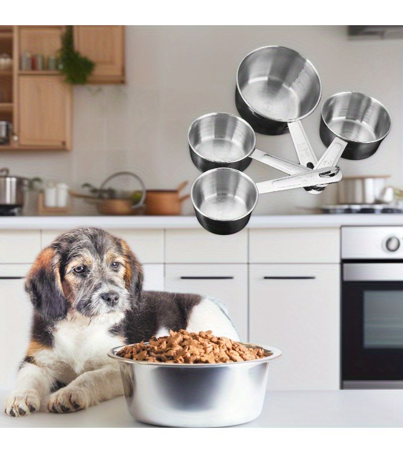 1 2 3 4 Stainless Steel Pet Food Measuring Scoop With Volume Markings For Dogs Cats Rabbits Birds 1 2 Cup 4 06 Oz Precise Portion Control - Image 1