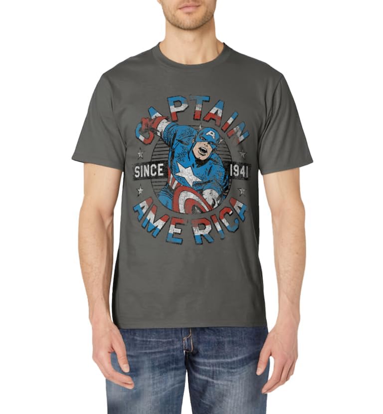 Marvel Avengers Vintage Captain America Comic Hero Since 41 T-Shirt - Image 2
