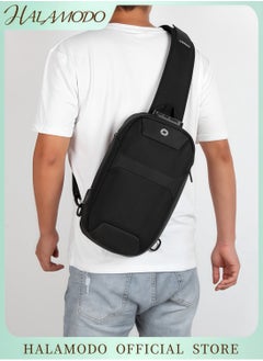 HALAMODO Anti Theft Sling Bag Shoulder Crossbody Backpack Waterproof Chest Bag with USB Charging Port Lightweight Casual Daypack  - Image 1