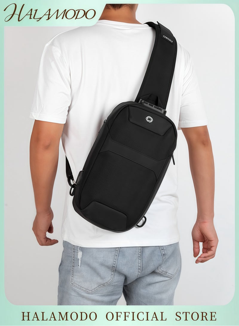 HALAMODO Anti Theft Sling Bag Shoulder Crossbody Backpack Waterproof Chest Bag with USB Charging Port Lightweight Casual Daypack  - Image 1
