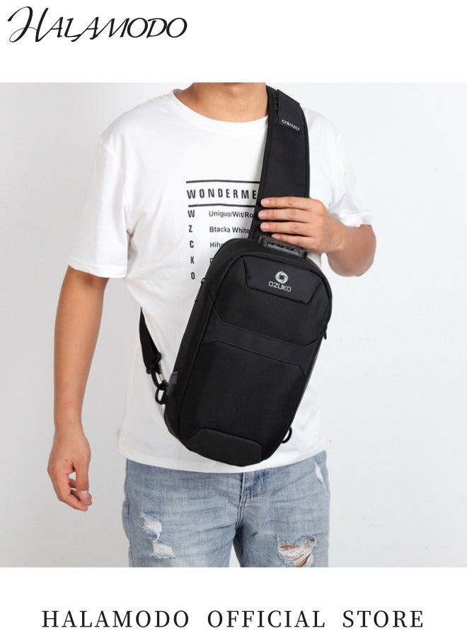HALAMODO Anti Theft Sling Bag Shoulder Crossbody Backpack Waterproof Chest Bag with USB Charging Port Lightweight Casual Daypack  - Image 2