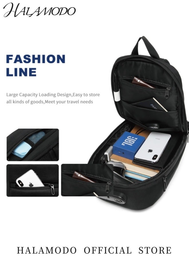 HALAMODO Anti Theft Sling Bag Shoulder Crossbody Backpack Waterproof Chest Bag with USB Charging Port Lightweight Casual Daypack  - Image 3
