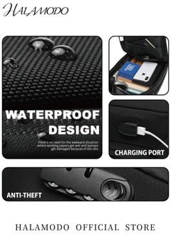 HALAMODO Anti Theft Sling Bag Shoulder Crossbody Backpack Waterproof Chest Bag with USB Charging Port Lightweight Casual Daypack  - Image 4