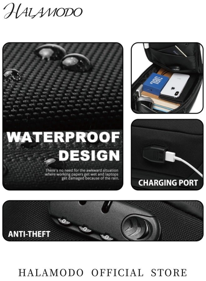 HALAMODO Anti Theft Sling Bag Shoulder Crossbody Backpack Waterproof Chest Bag with USB Charging Port Lightweight Casual Daypack  - Image 4
