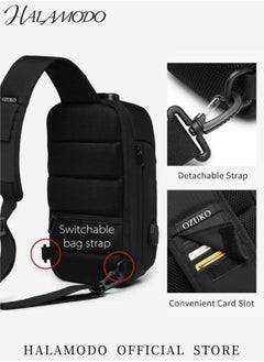 HALAMODO Anti Theft Sling Bag Shoulder Crossbody Backpack Waterproof Chest Bag with USB Charging Port Lightweight Casual Daypack  - Image 5