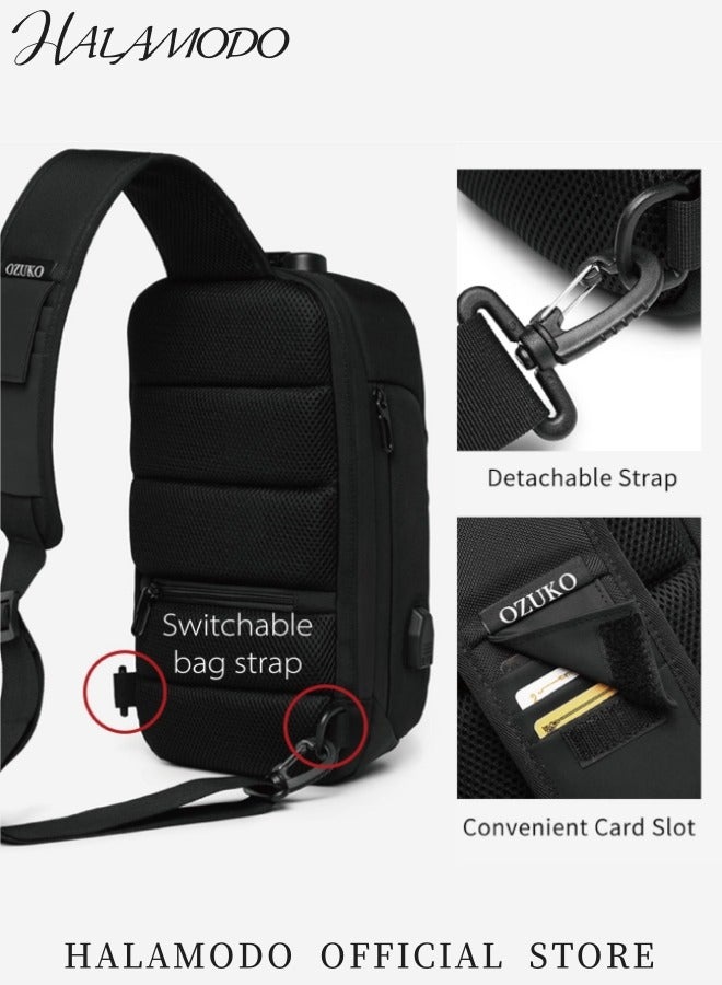 HALAMODO Anti Theft Sling Bag Shoulder Crossbody Backpack Waterproof Chest Bag with USB Charging Port Lightweight Casual Daypack  - Image 5