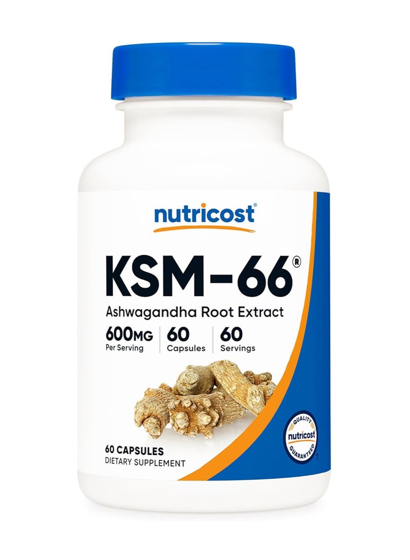 Nutricost KSM-66، مستخلص جذر الأشواغاندا، 600 ملغ، 30 كبسولة - Image 1