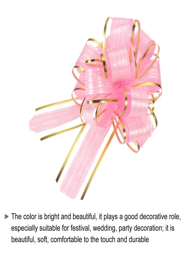 MECCANIXITY 5pcs 6 Inch Large Pull Bow Gift Wrapping Bows Ribbon Organza Bows Pink for Wedding Baskets Presents Christmas Party - Image 4