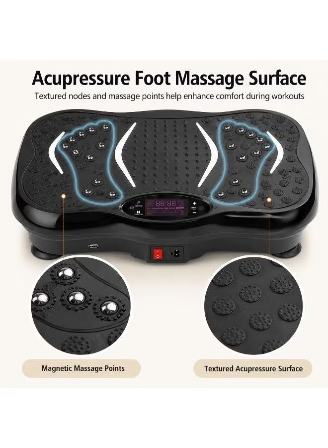 ELTRAZONE Vibration Plate Exercise Machine, Full Body Home Fitness Platform with Foot Massage, Resistance Bands, Remote, Bluetooth, Black - Image 3