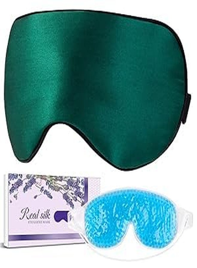 LC-dolida Silk Sleep Mask Light Blocking, LC-dolida Cooling Eye Mask for Sleeping Includes Silk and Gel Eye Masks for Migraine Dry Eye Women Men - Image 1