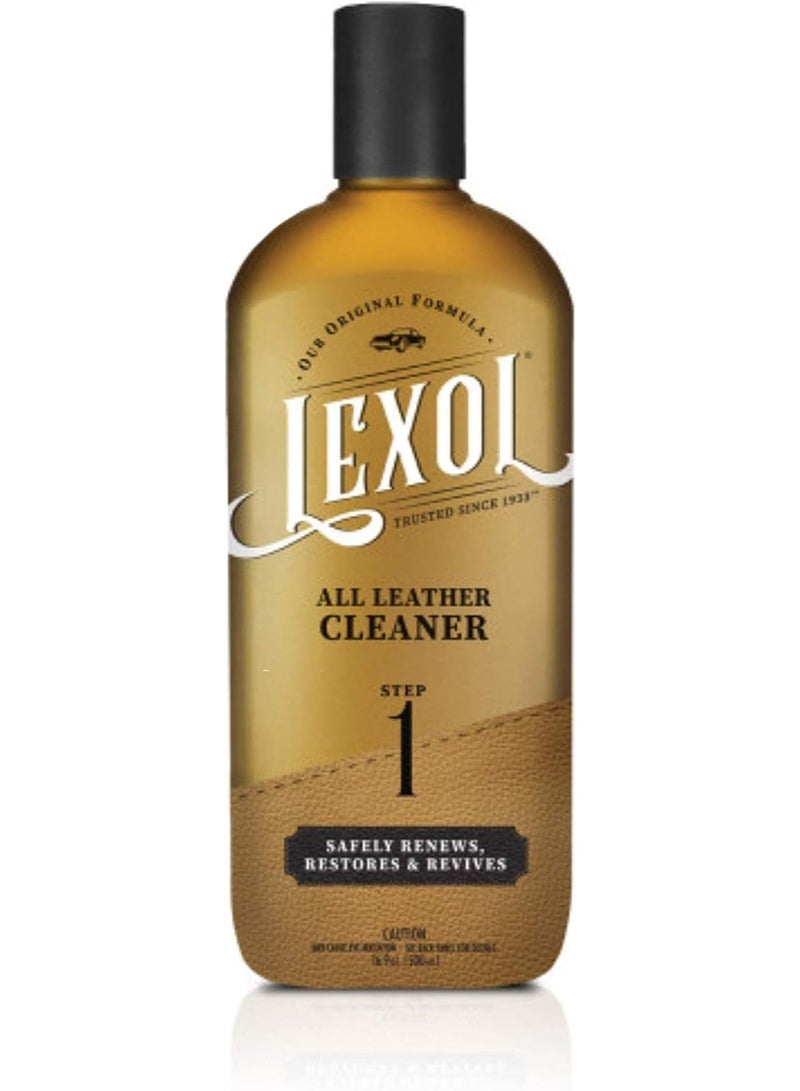 LEXOL منظف ليكسول لجميع أنواع الجلد لداخل السيارة، الأرائك والأثاث، الأحذية والأحذية الطويلة، الحقائب وحقائب اليد، قفازات البيسبول وأحزمة الخيل، والمزيد، 16.9 أونصة - Image 1