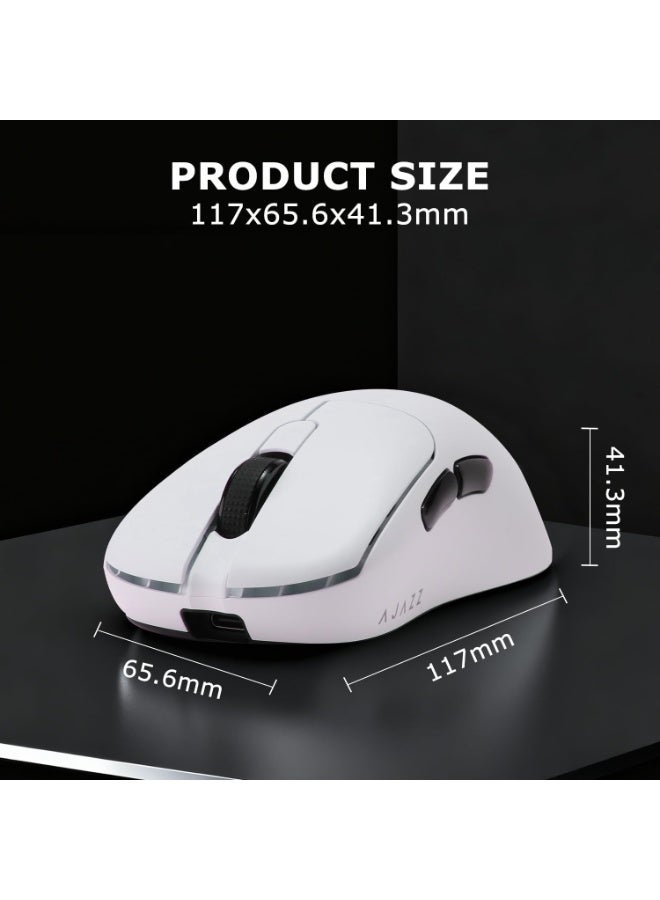 إيه جاز ماوس ألعاب إيجاز AJ179 PRO 8K لاسلكي ثلاثي الاوضاع (2.4G/سلكي/بلوتوث 5.2) معدل تصويب 8000 هرتز 26000 نقطة لكل بوصة مع مستشعر بصري PAW3395 للكمبيوتر الشخصي والكمبيوتر المحمول خفيف الوزن للغاية 58 غرام قاعدة شحن RGB مغناطيسية ابيض - Image 3