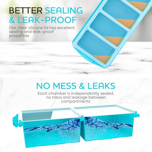 Xomoo Silicone Freezer Tray With Lid - Soup Freezer Container Molds Set Makes 2-Cup & 1-Cup 1/2-cup Portions Cubes Perfect for preparing meals in different Portion Sizes Oven & Dishwasher-Safe - Image 4