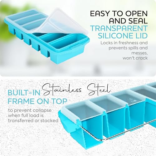 Xomoo Silicone Freezer Tray With Lid - Soup Freezer Container Molds Set Makes 2-Cup & 1-Cup 1/2-cup Portions Cubes Perfect for preparing meals in different Portion Sizes Oven & Dishwasher-Safe - Image 5