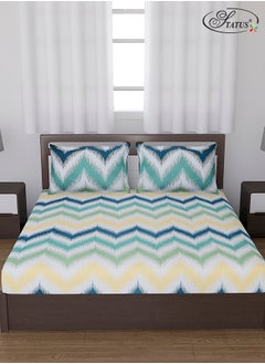 Status Contract Cotton Rich Double Bedsheet with 2 Pillow Covers for Bed Room, Home, Hotel-120 GSM, Green Yellow, 210 X 215 Cm  - Image 1