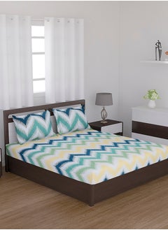 Status Contract Cotton Rich Double Bedsheet with 2 Pillow Covers for Bed Room, Home, Hotel-120 GSM, Green Yellow, 210 X 215 Cm  - Image 3