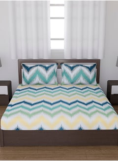 Status Contract Cotton Rich Double Bedsheet with 2 Pillow Covers for Bed Room, Home, Hotel-120 GSM, Green Yellow, 210 X 215 Cm  - Image 2