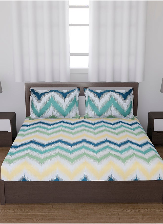 Status Contract Cotton Rich Double Bedsheet with 2 Pillow Covers for Bed Room, Home, Hotel-120 GSM, Green Yellow, 210 X 215 Cm  - Image 2