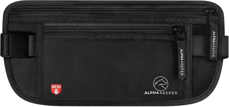 Alpha Keeper Hidden Travel Money Belt - RFID Blocking Waist Wallet & Passport Holder for Women and Men, Anti-Theft Slim Security Pouch - Image 1