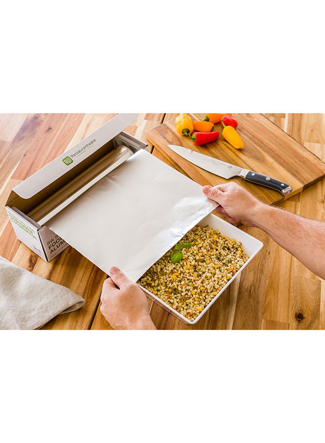 Restaurantware RW Base 12 Inch x 500 Feet Aluminum Foil, 500 Oven-Safe Aluminum Foil Roll - Freezer-Safe, Heavy Duty, Silver Aluminum Foil Wrap, With Cutter, For Food - Image 5
