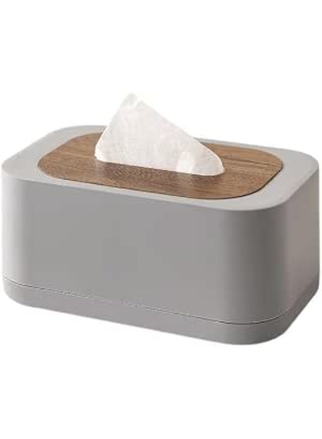 High-Quality Plastic Tissue Box Organizer with Wooden Lid - Decorative Tissue Holder for Home & Office