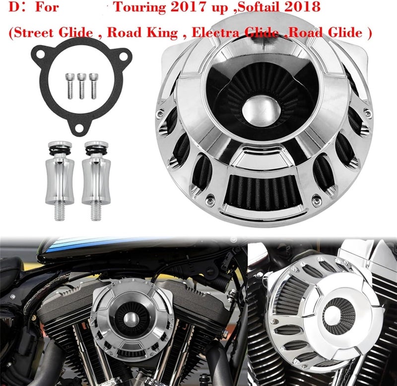 QASULER Motorcycle Chrome Air Cleaner Filter - Image 2