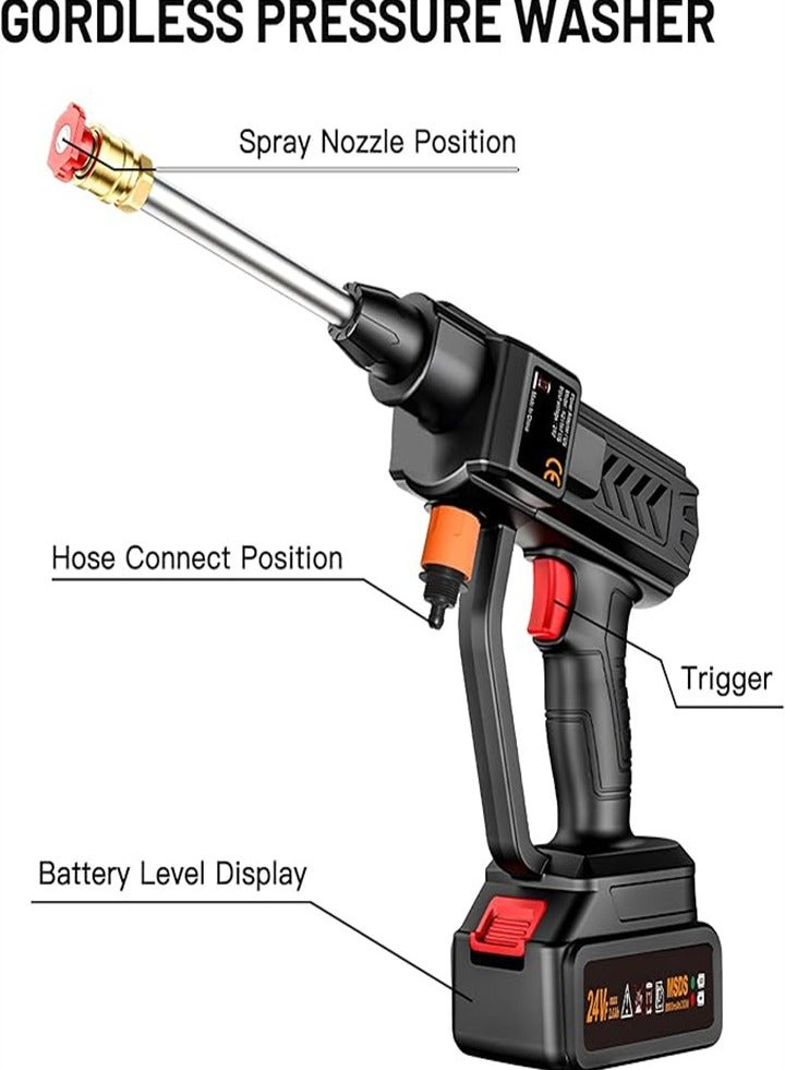 Generic Cordless Pressure Washer, 24V Portable Pressure Washer, 6 in 1 Multi-Nozzle with 2 Rechargeable Batteries for Car, Windows, Lawn, Garden, Pool  - Image 5