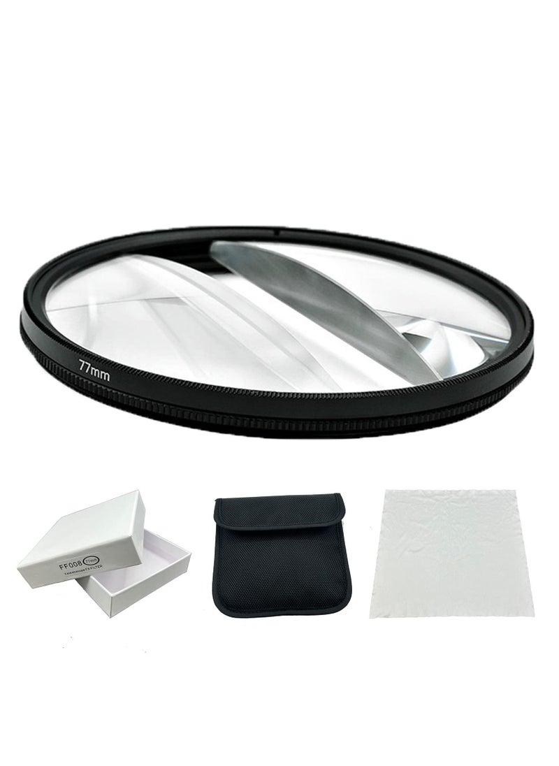 Y&D - Camera Filter Accessories, 77mm Split Diopter Prism Double Glass Lens Blur Zoom Center for SLR Cameras Special Effect - Image 1